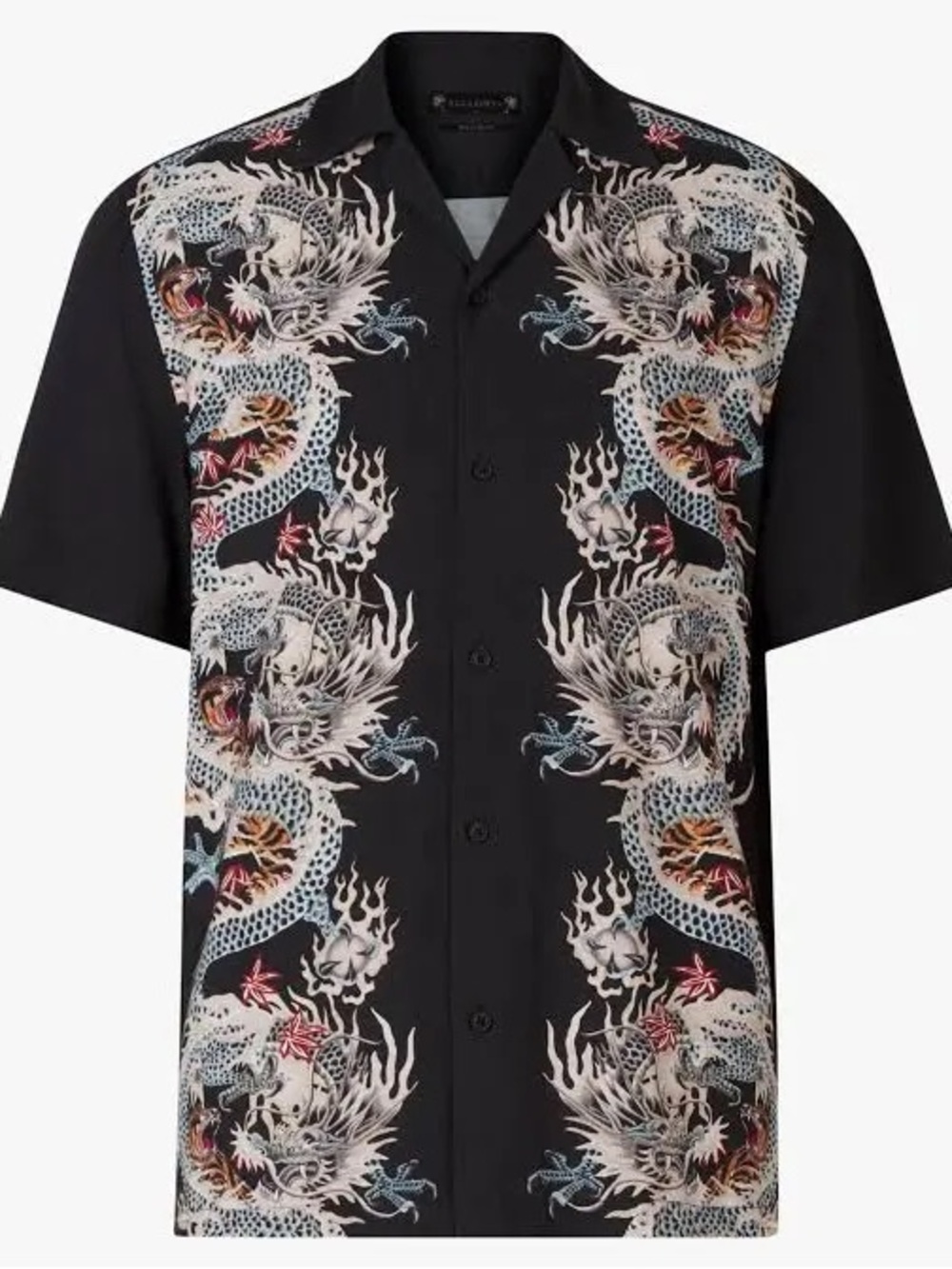 AllSaints Black Relaxed-Fit Button Shirt